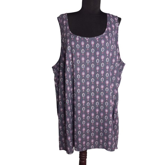 Torrid Size 3 Tunic Top Sleeveless Mandala Print Georgette Hi Lo Tapered Hem - Picture 1 of 7